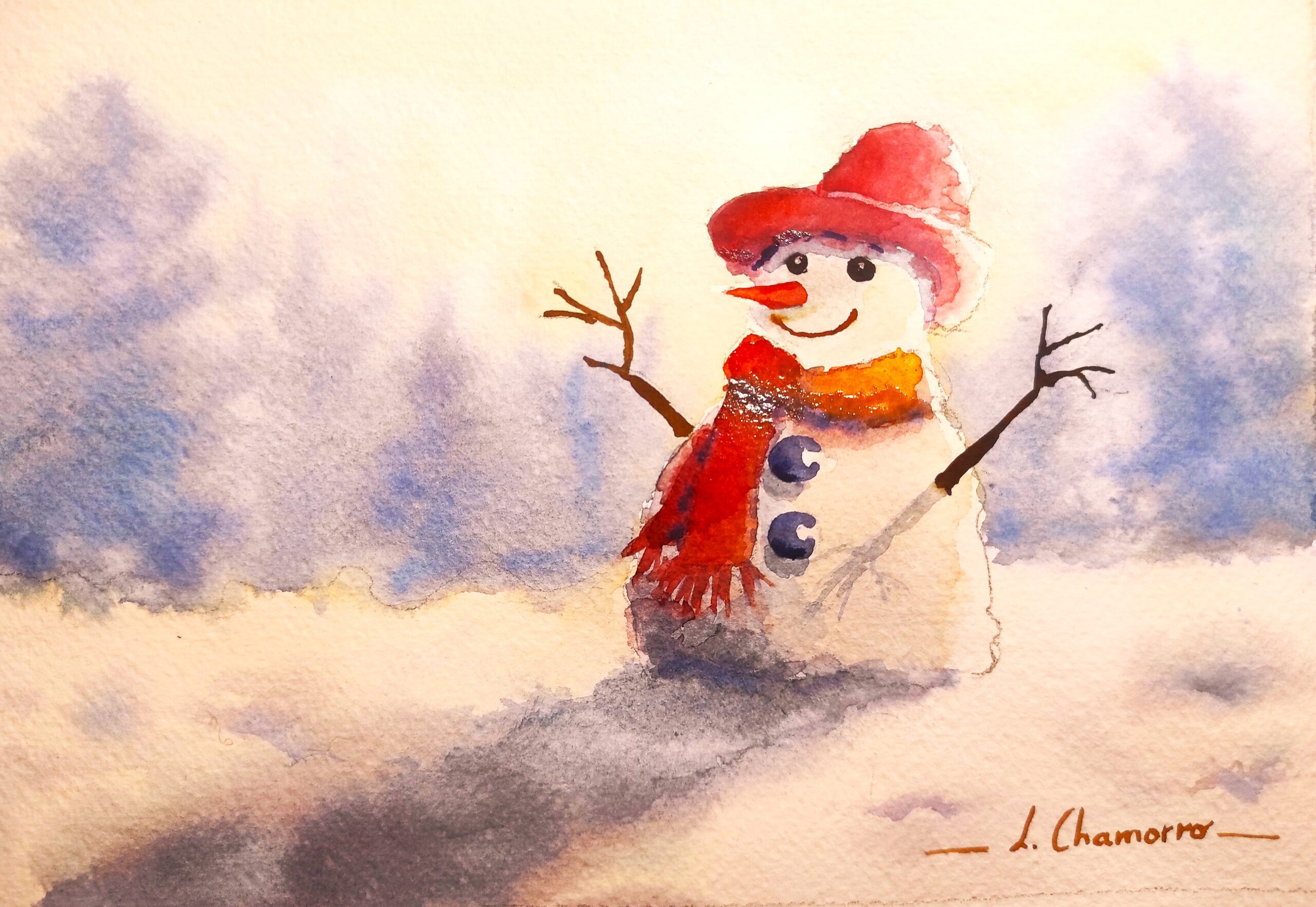 Creazione di un Pupazzo di neve ad acquerello