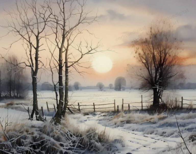 Paessaggio di neve con sole